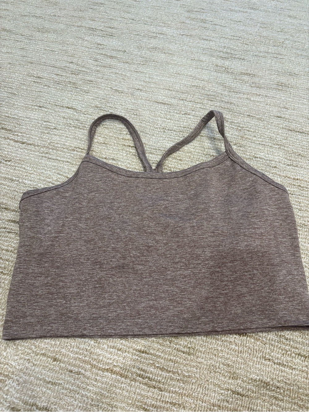 aerie Brown Heathered Cropped Strappy Tank